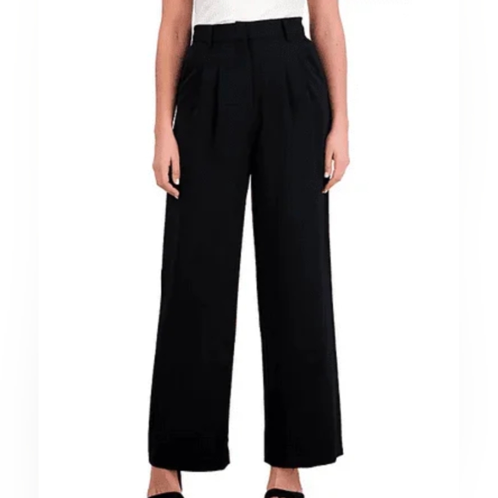 French Connection Black Wide-Leg Pants Tailored High-Waist